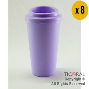 VASO TERMICO CAFE LILA PASTEL 300 CC X 8